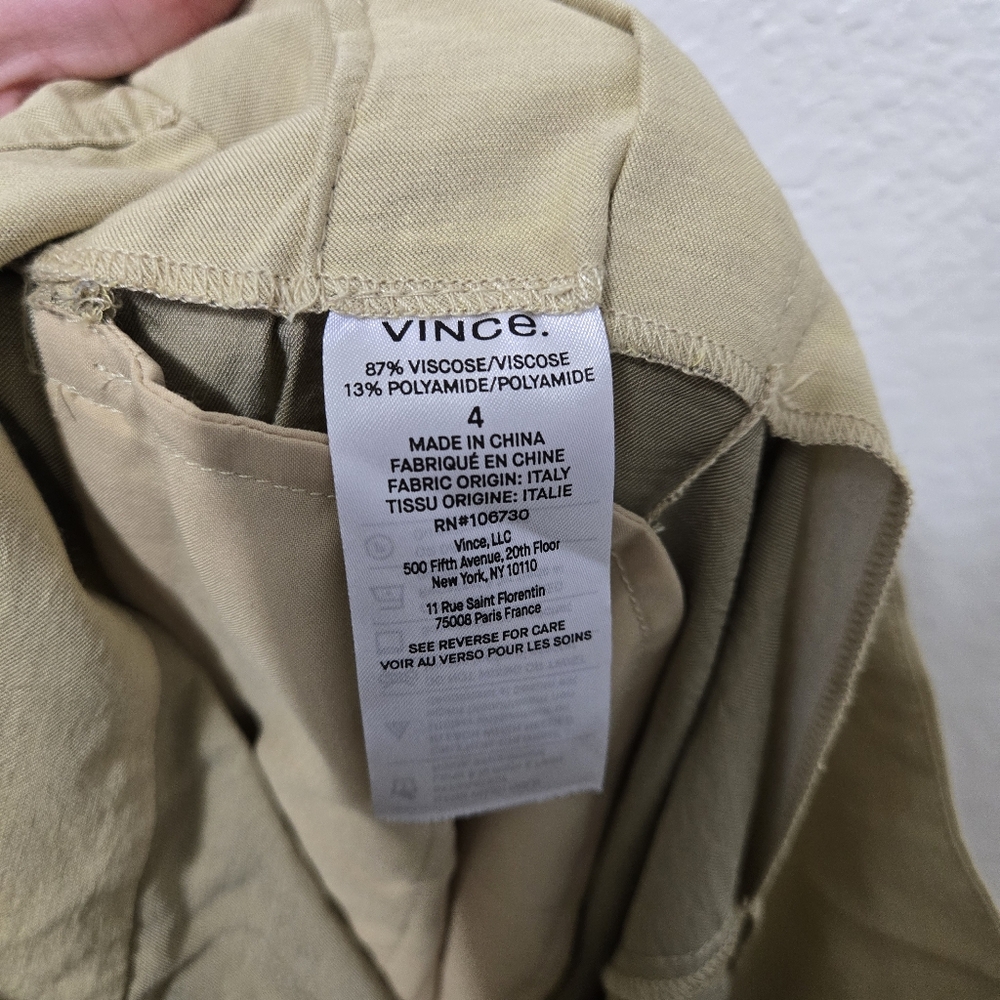 Vince Belted Palazzo Culotte Pant maiz yellow tan high waist rise Casual crop - Picture 12 of 12